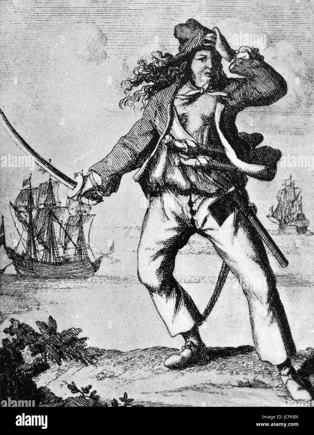 Portrait of Mary Read (c.1690-1721), English pirate. Stock Photo