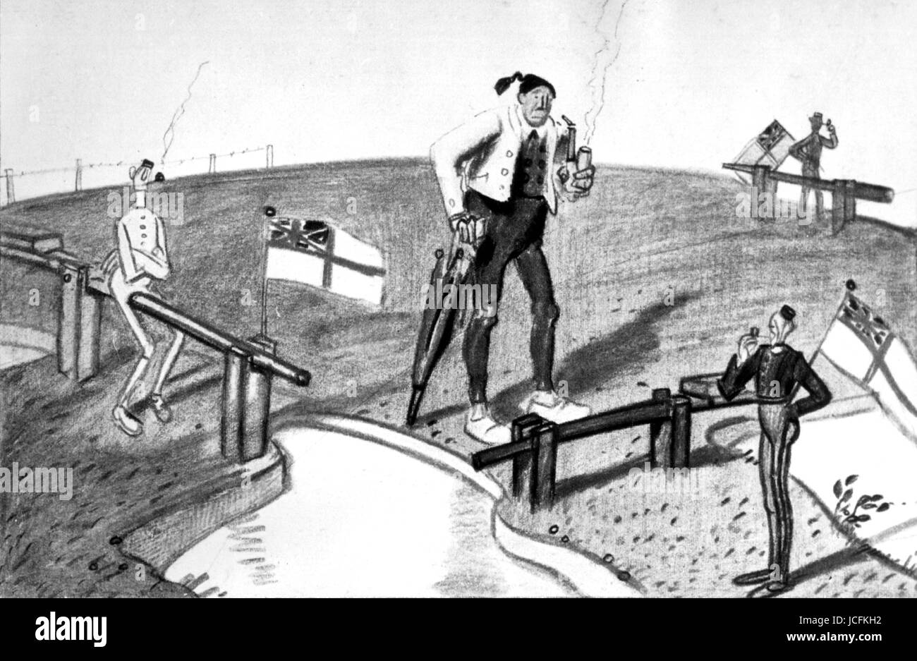 The German is blocked in by the English in his country  Caricature  World War I Stock Photo