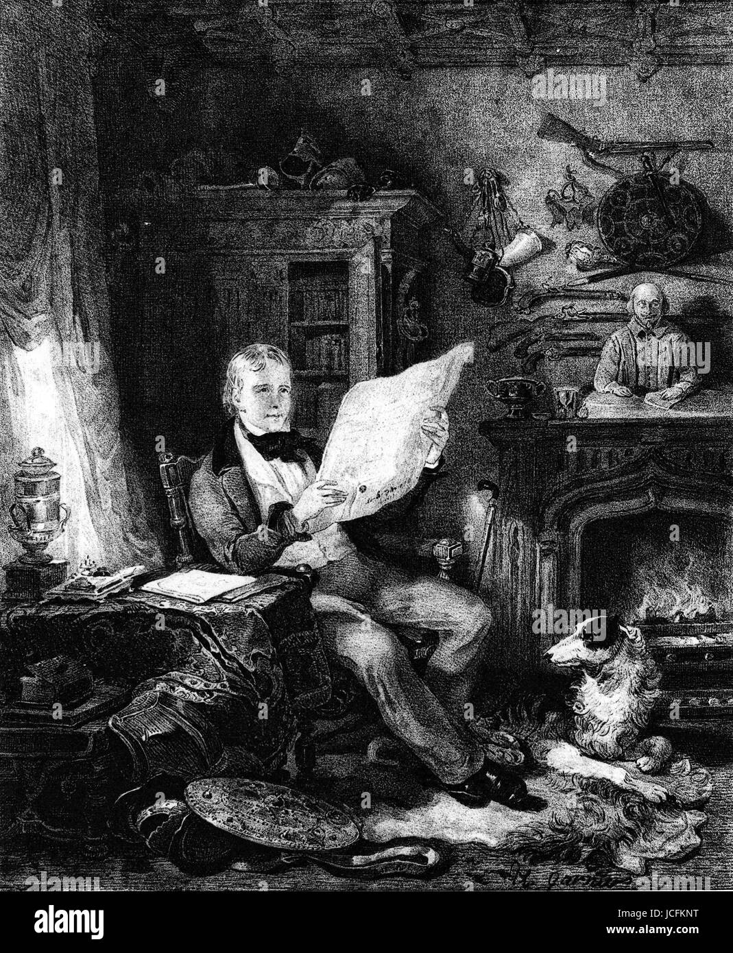 Sir Walter Scott (1771-1832), Scottish poet and novelist.  18th century  Engraving Stock Photo