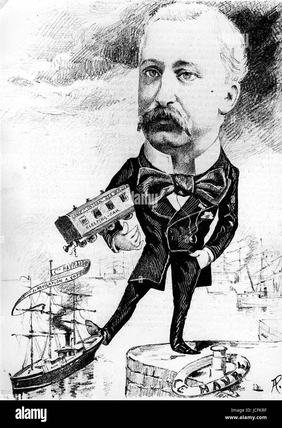 Caricature of Félix Faure (1841-1899). He was appointed French minister then elected President of the Republic on January 17, 1895.  Caricature Stock Photo