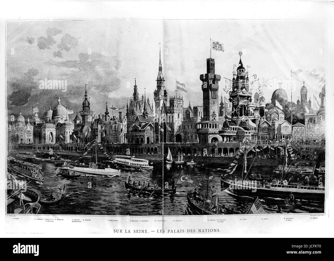 1900 World's Fair in Paris: the Palais des Nations étrangères  Engraving Stock Photo