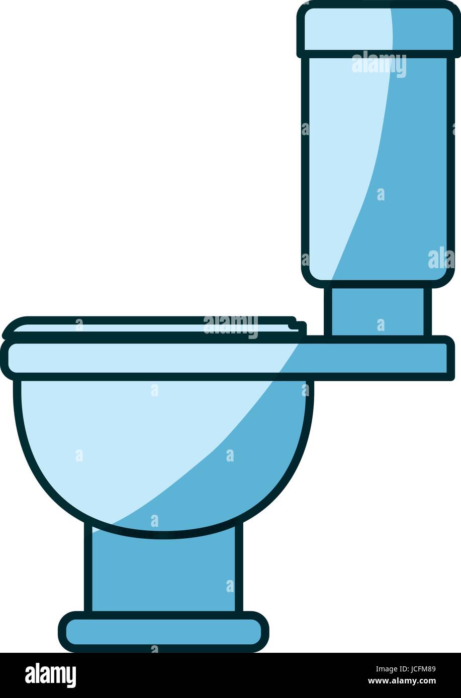 blue shading silhouette of toilet icon side view Stock Vector