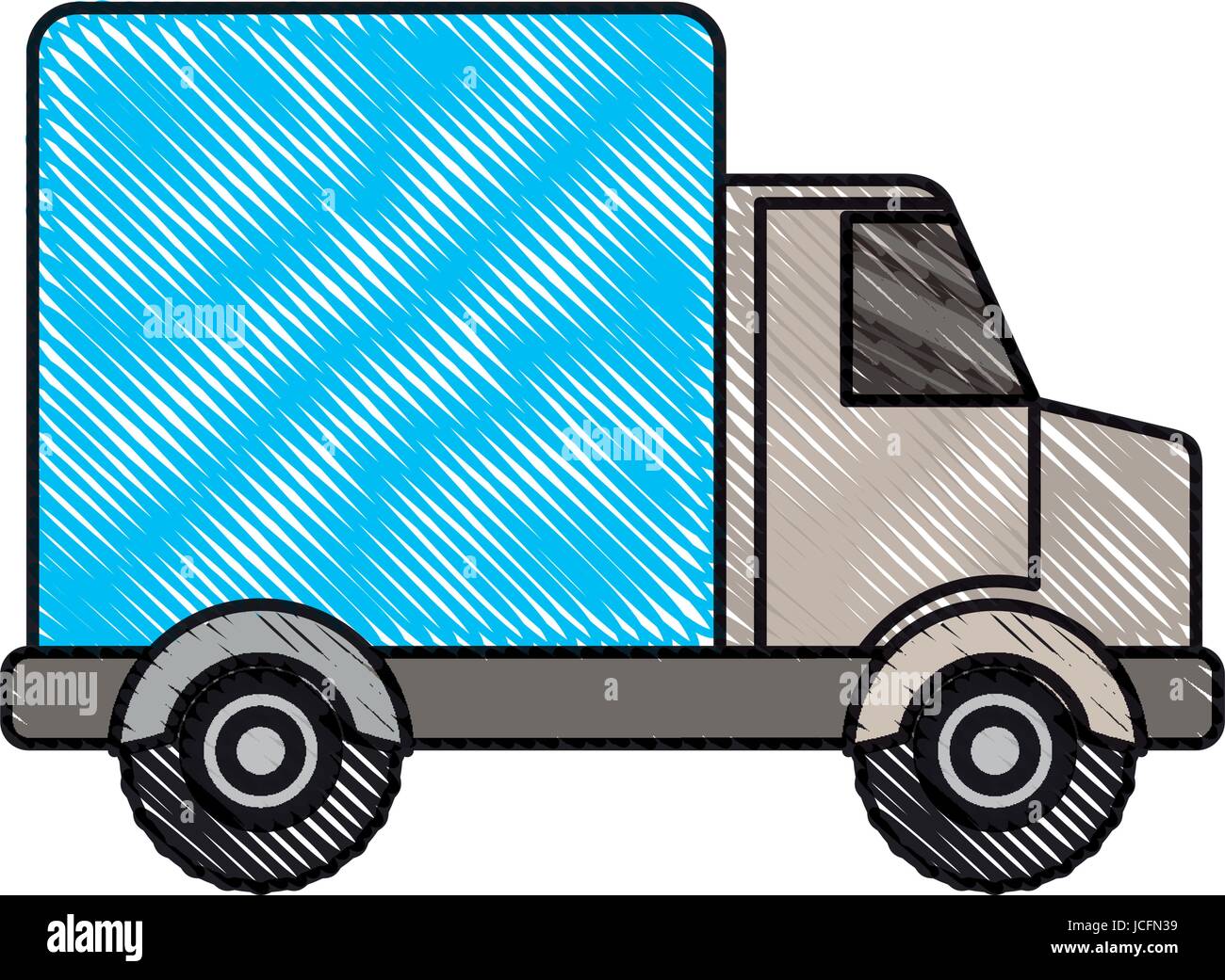 colored crayon silhouette of truck with wagon Stock Vector Image & Art