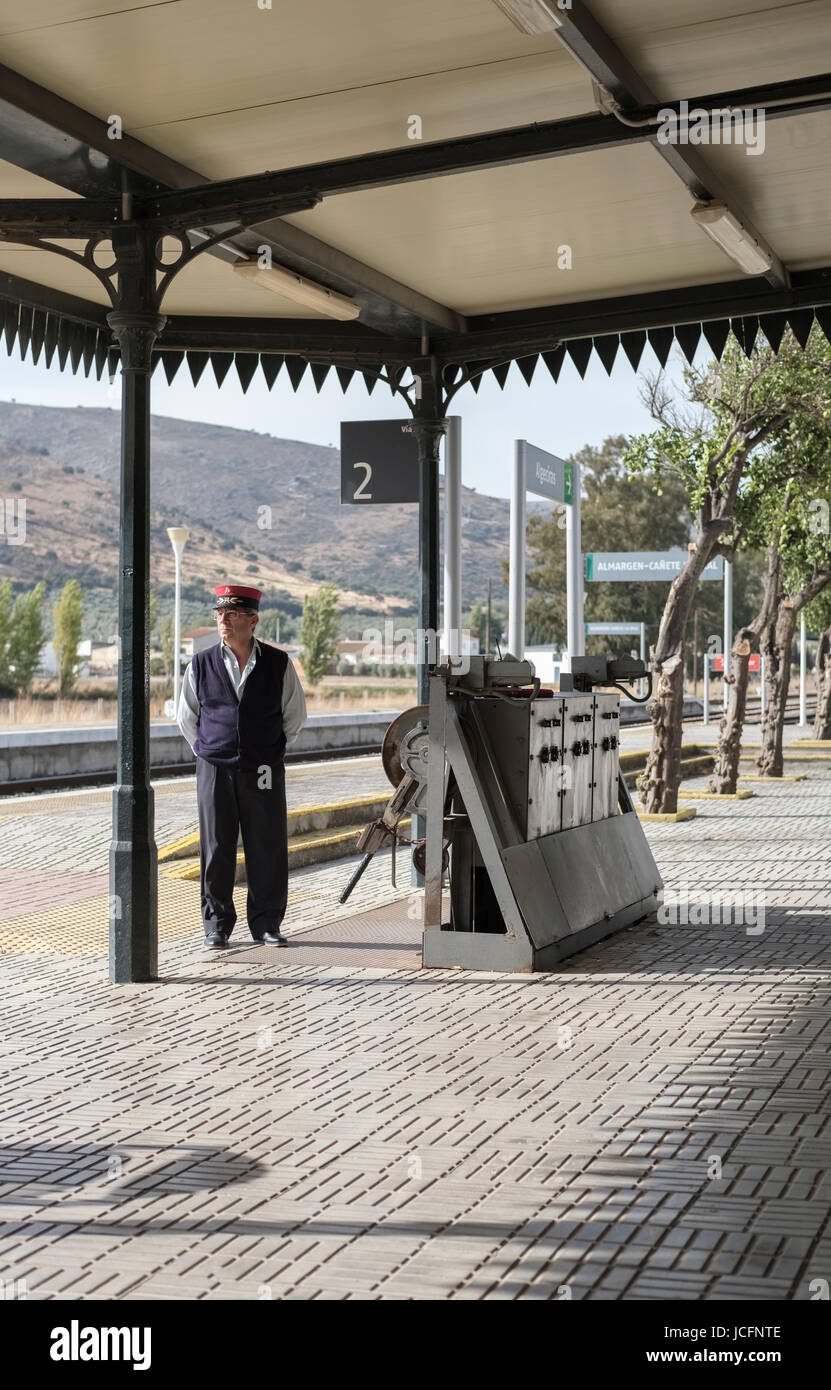 Station Master at Almargen-Cañete La Real, Málaga, Spain Stock Photo