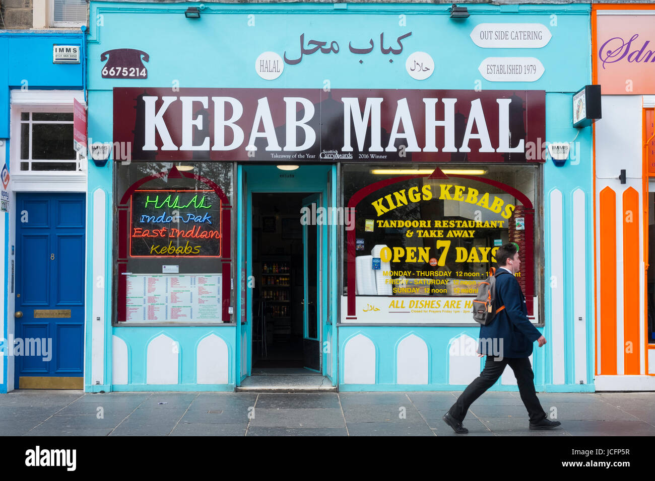 Middle Eastern kebab shop on Nicholson Square in central Edinburgh, Scotland, United Kingdom Stock Photo