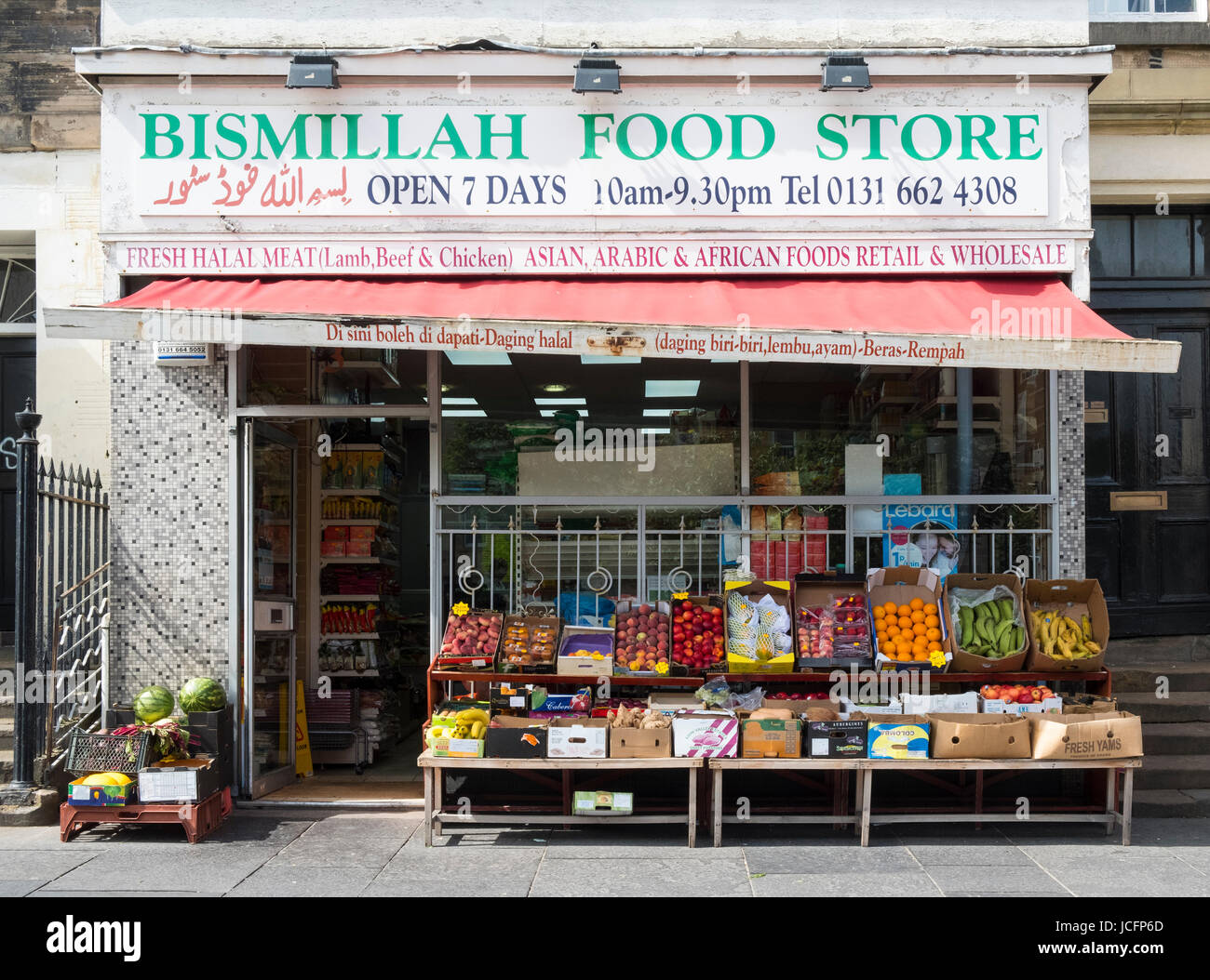 Middle Eastern  shop on Nicholson Square in central Edinburgh, Scotland, United Kingdom Stock Photo