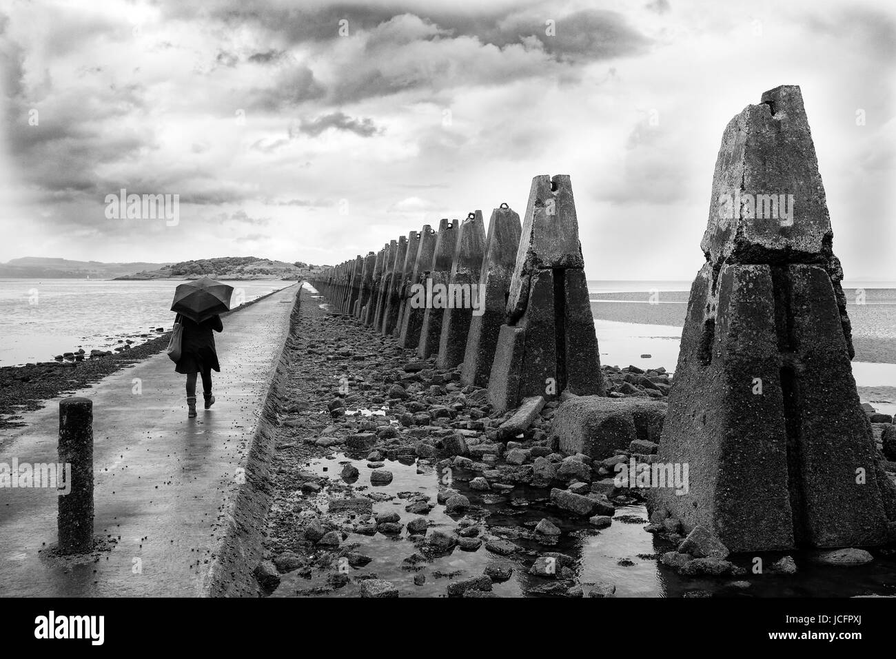 Cramond Causeway leading to Cramond Island outside Edinburgh in East Lothian, Scotland, united Kingdom Stock Photo