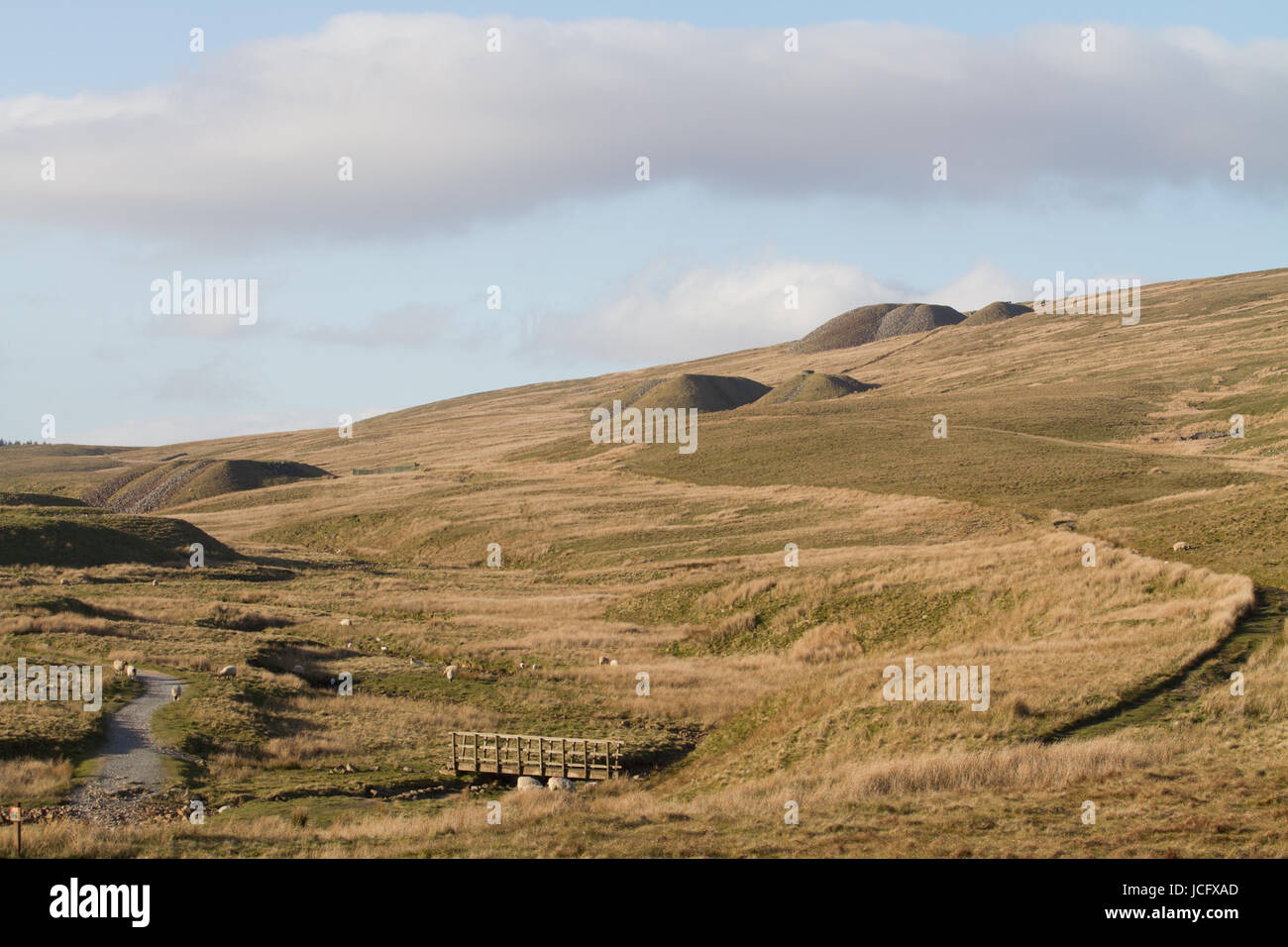 The spoil around the vent shaft tops at Blea Moor Tunnel. Stock Photo