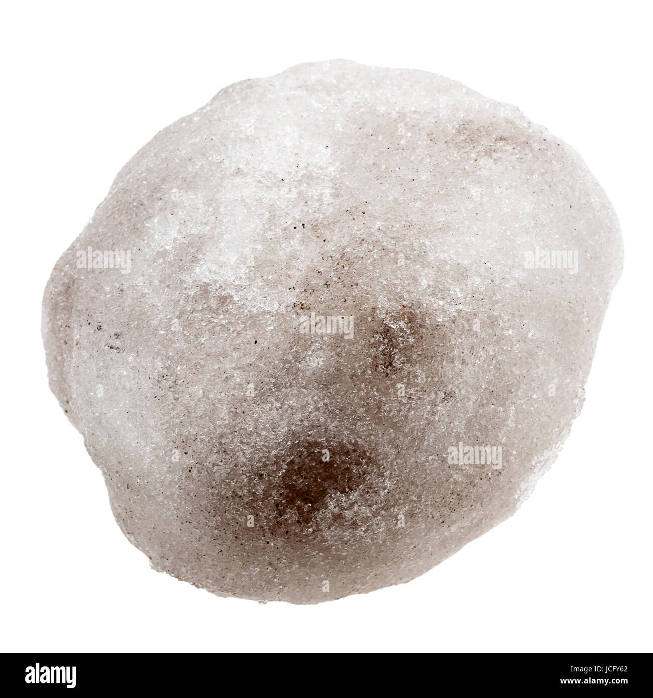 Dirty snowball or hailstone isolated on a white background Stock Photo