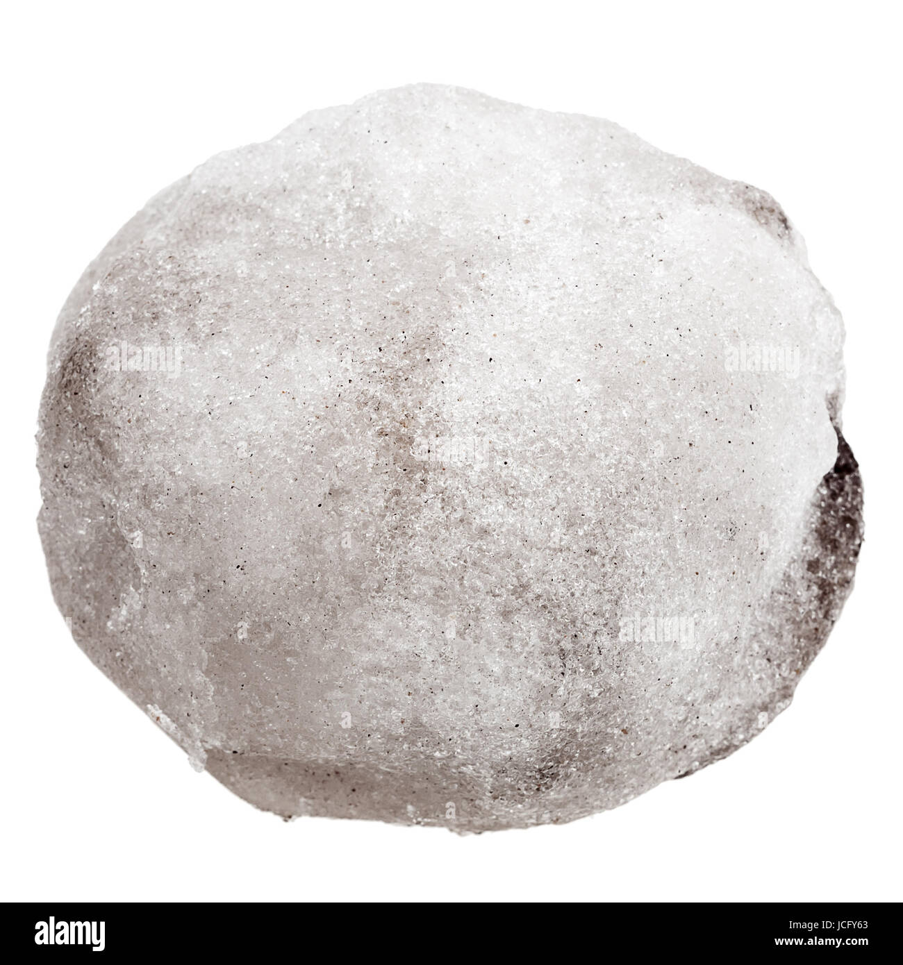 Dirty snowball or hailstone isolated on a white background Stock Photo