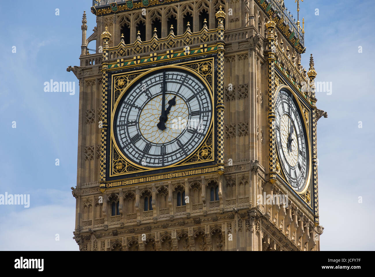 The clock face at the Elizabeth Tower, home to the bell Big Ben