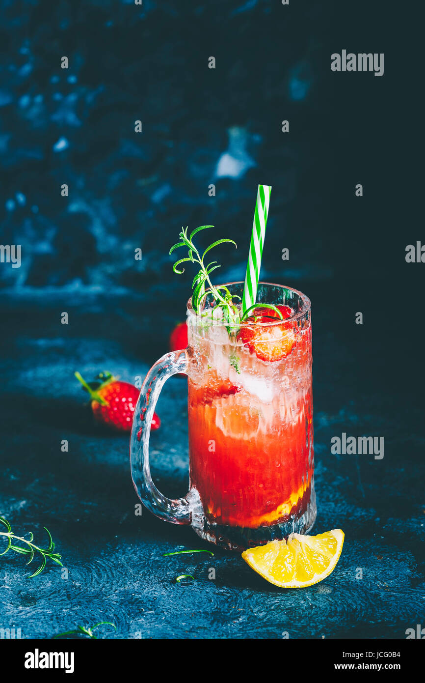 Rosemary Strawberry Moscow Mule Cocktail Stock Photo Alamy