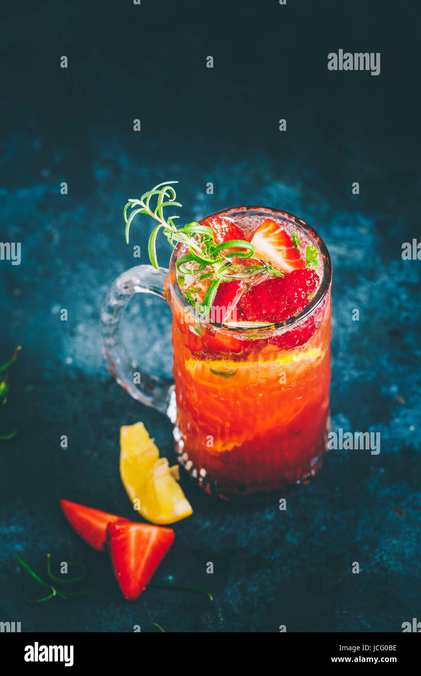 Rosemary Strawberry Moscow Mule Cocktail Stock Photo Alamy