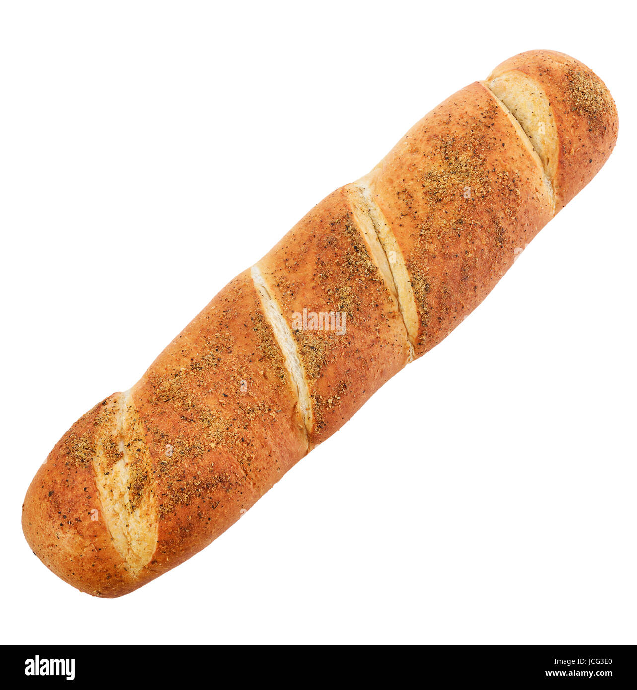 Garlic And Herbs Bread Loaf Isolated On White Background Stock Photo