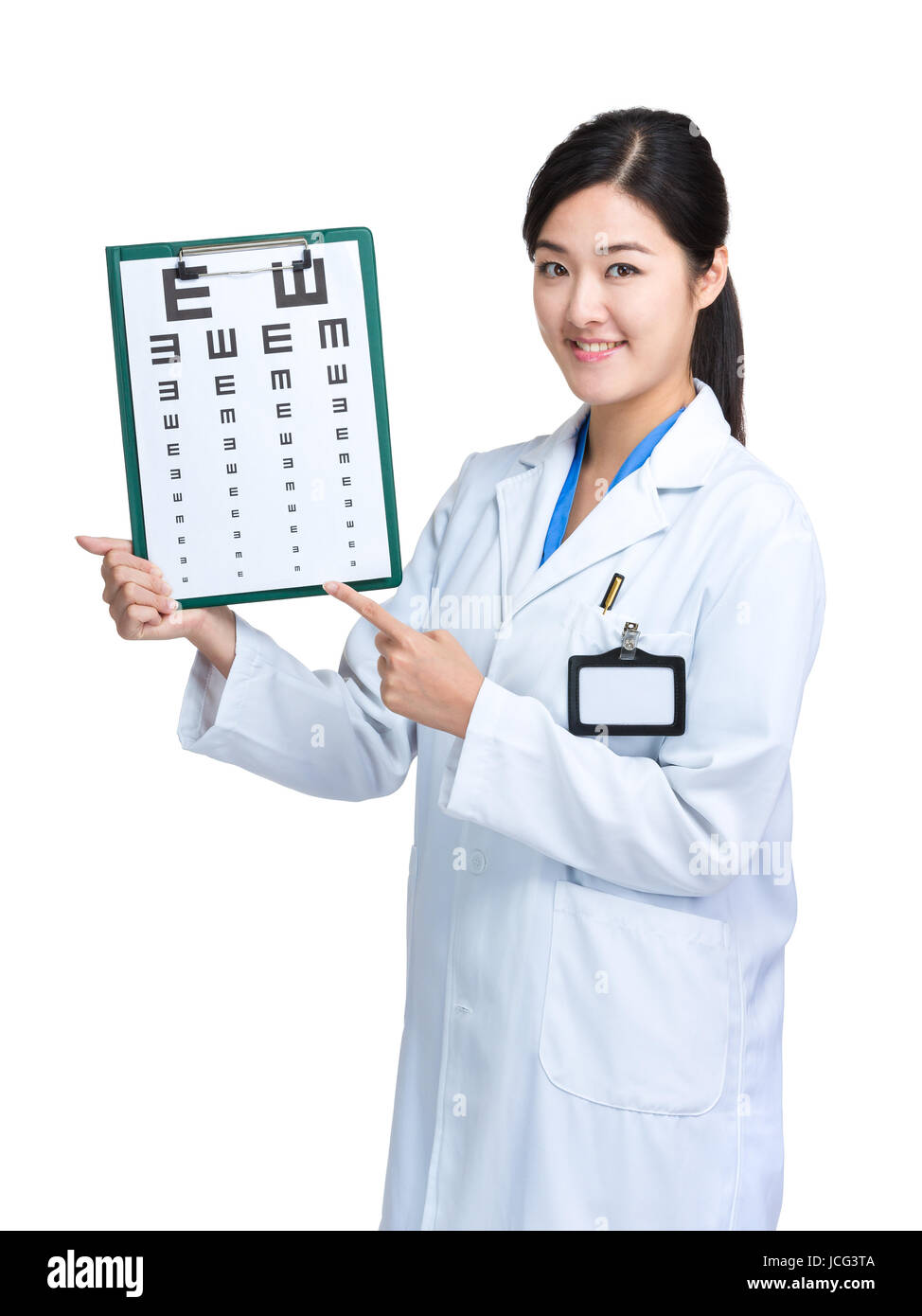 Optometrist show eye chart Stock Photo Alamy