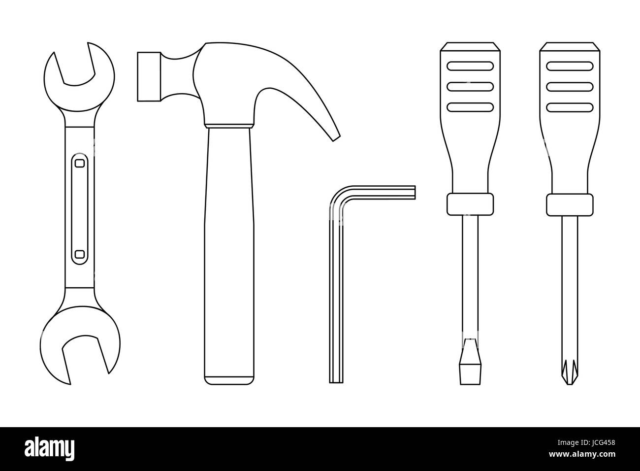 Tools line icons Stock Vector