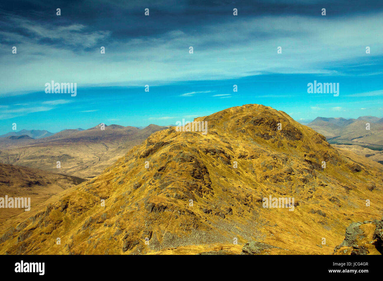 An Caisteal from Beinn a’ Chroin above Crianlarich, Loch Lomond and the Trossachs National Park, Stirlingshire Stock Photo