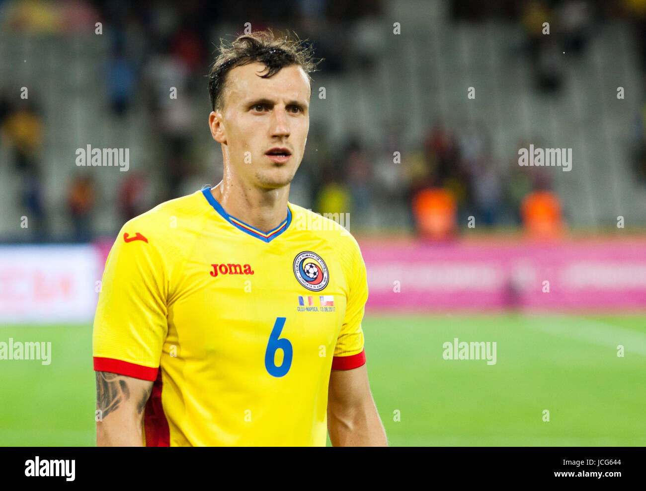 Romania's Vlad Chiriches during the Romania vs Chile friendly, Cluj-Napoca, Romania - 13 June 2017 Stock Photo