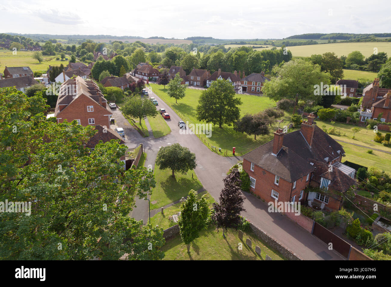 Chartham village, Stour Valley, near Canterbury, Kent, houses and the