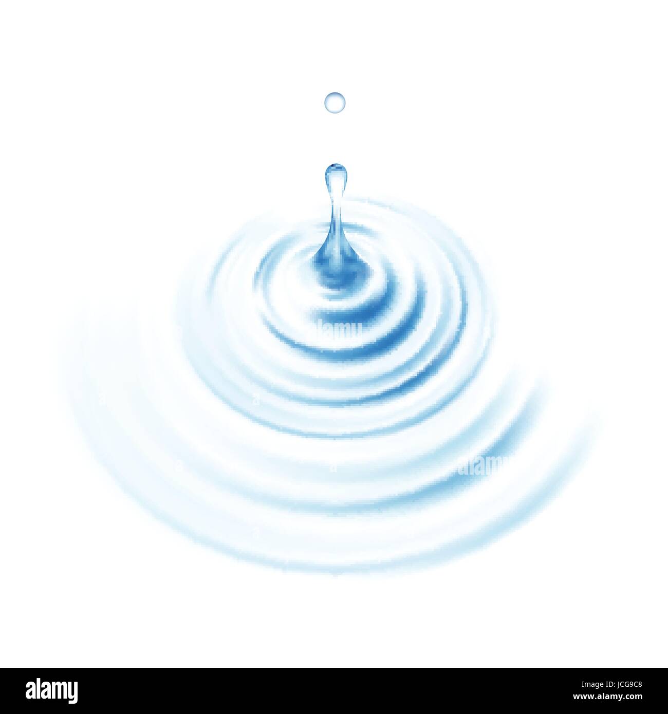 Realistic Transparent Drop and Circle Ripples set on isolated background. Vector illustration Stock Vector