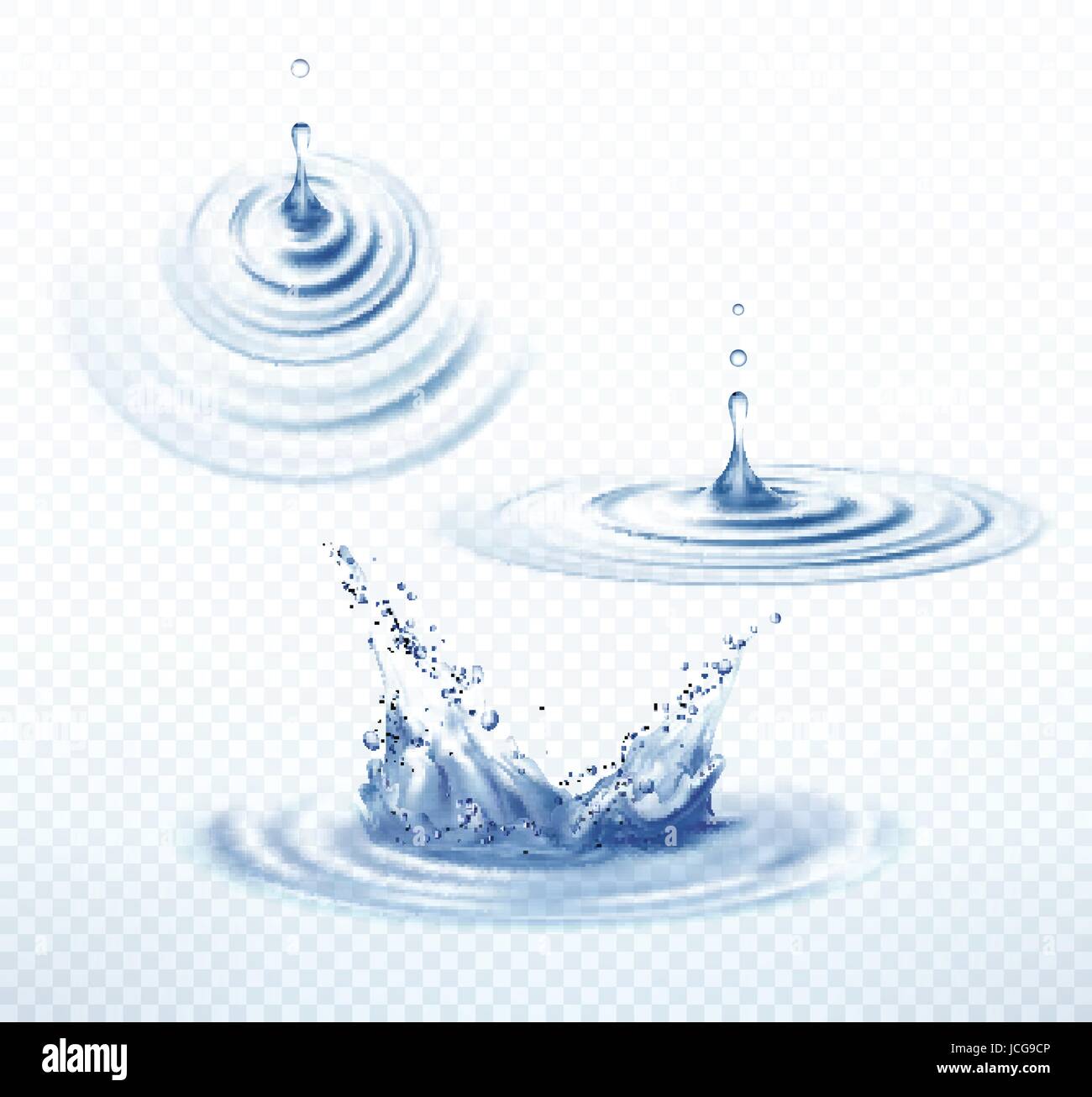 Realistic Transparent Drop and Circle Ripples set on isolated ...