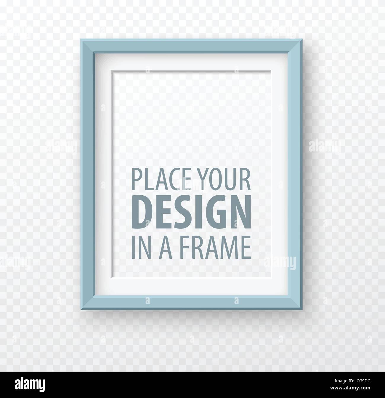 Vertical frame mock up on transparence background with realistic shadows. Vector illustration Stock Vector