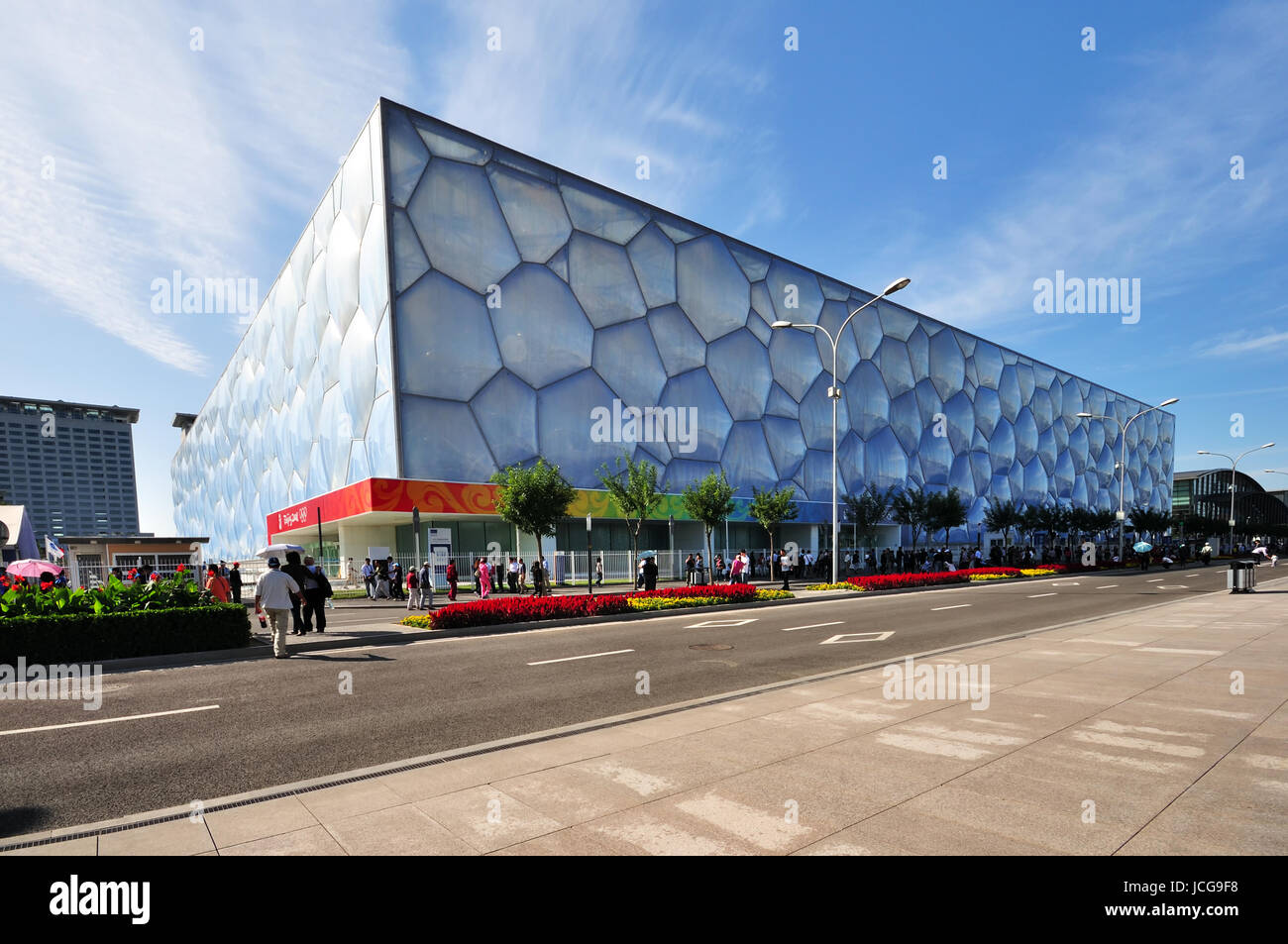 BEIJING, CHINA - SEPTEMBER 21, 2009: Exterior of The Beijing National Aquatics Center. It is also known as “Water Cube”, is one of the best venues of  Stock Photo
