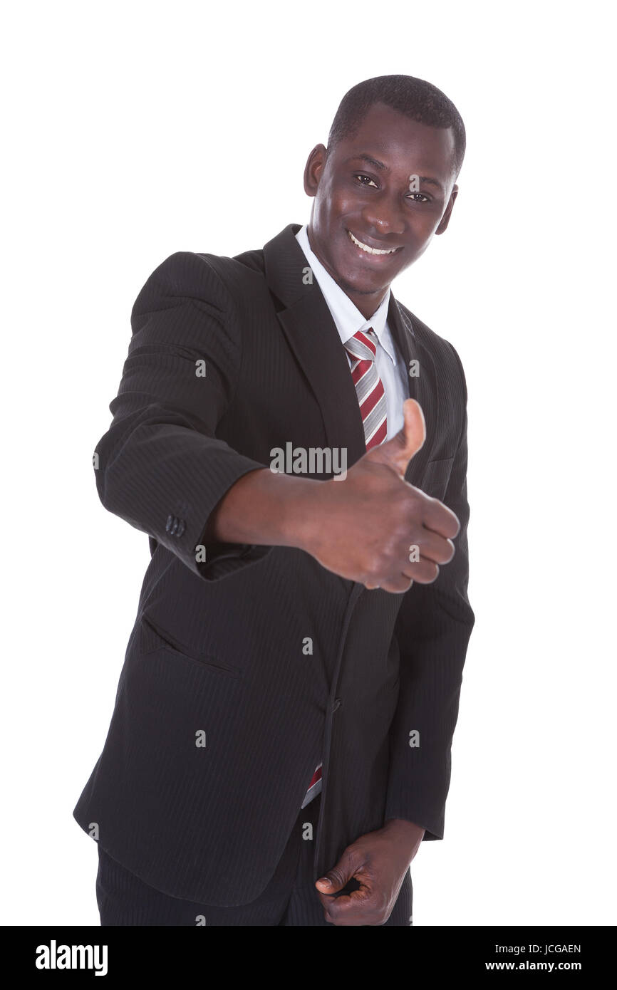 Happy Businessman With Thumbs Up Isolated On White Background Stock ...
