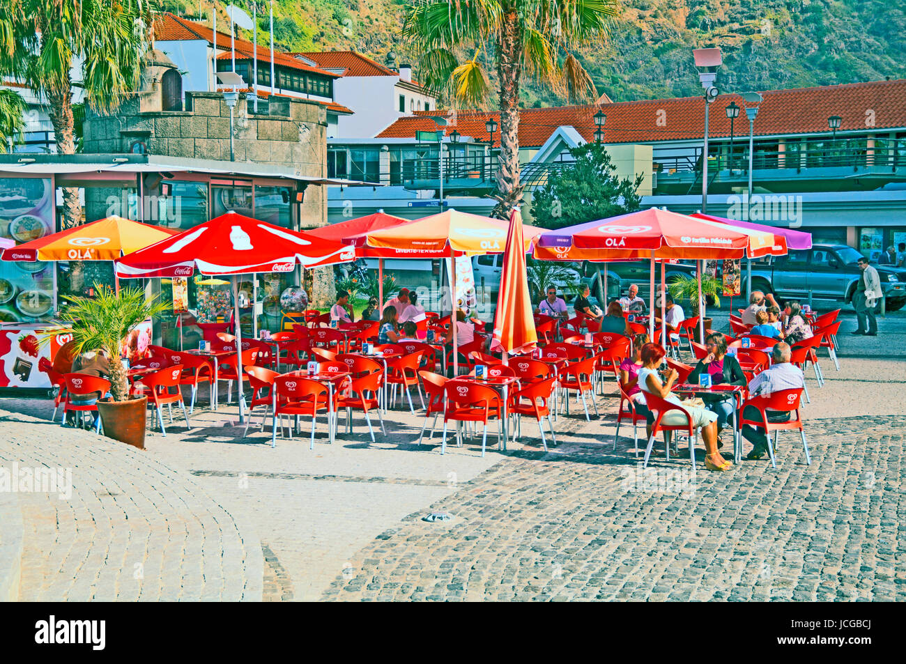 Ribeira Brava, Pavement Cafe, Madeira, Portugal, Travel Stock Photo - Alamy