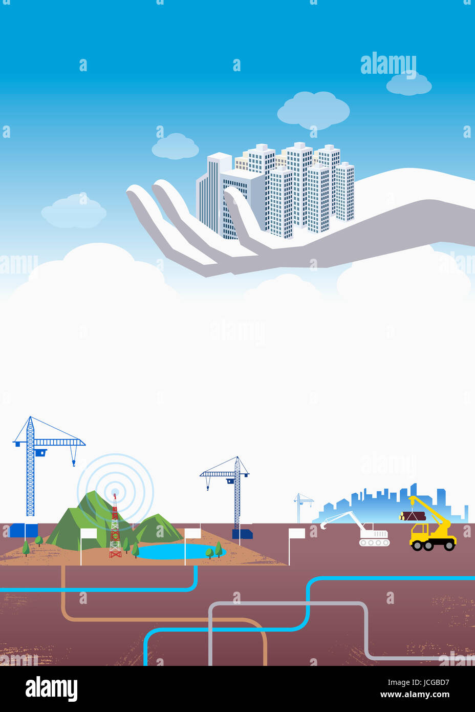 Illustration representing real estate economy and construction Stock