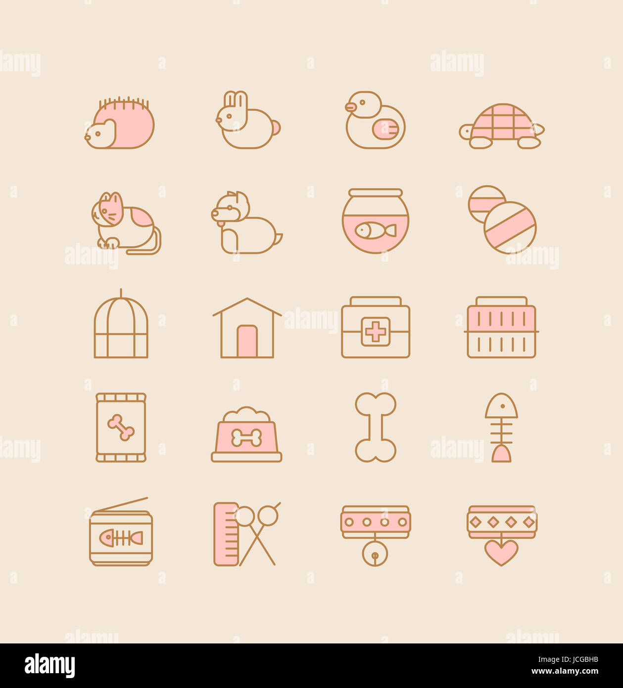 Icon set related to pet animals Stock Photo - Alamy