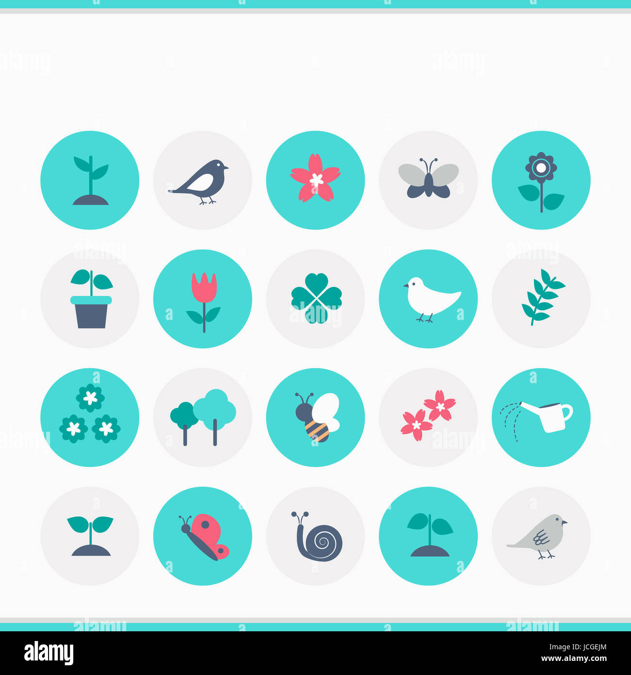Various circle icons related to spring Stock Photo - Alamy