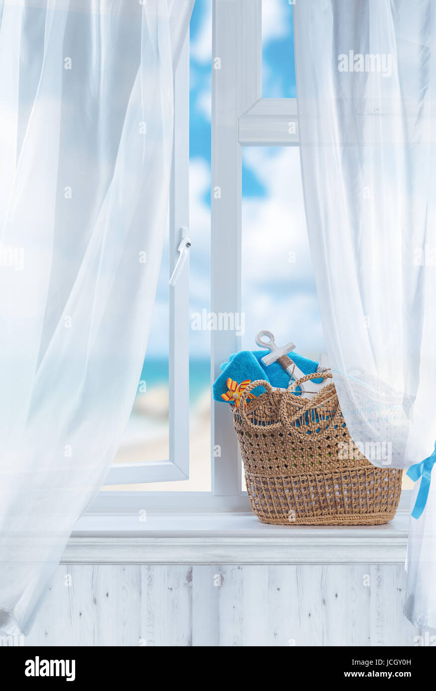 Open Window With Curtains Blowing