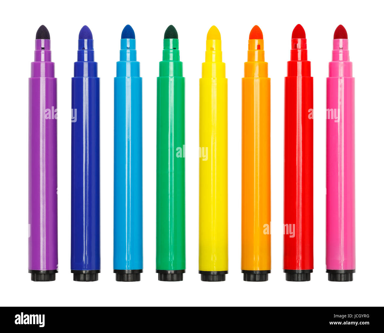 Open Colored Markers Isolated on White Background Stock Photo - Alamy