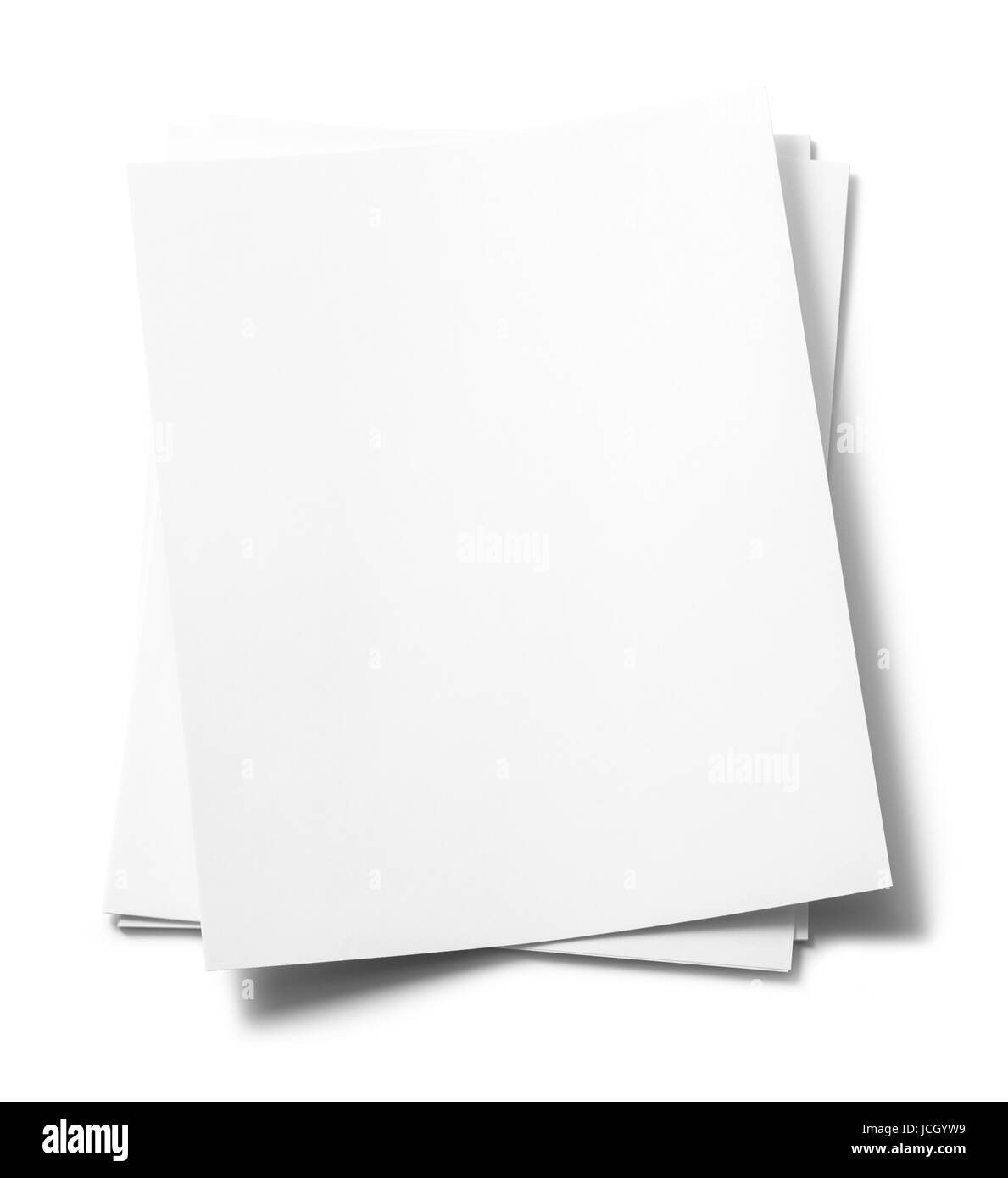 White Copy Paper Isolated on White Background. Stock Photo