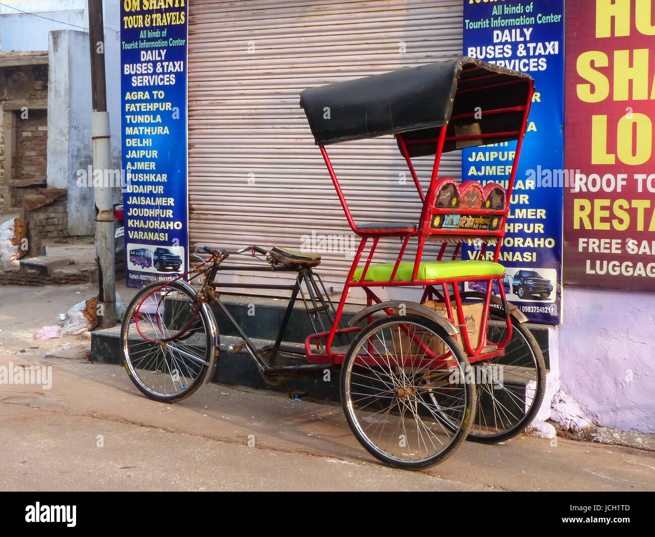 Cycle rickshaw parked in Taj Ganj neighborhood of Agra, Uttar Pradesh ...