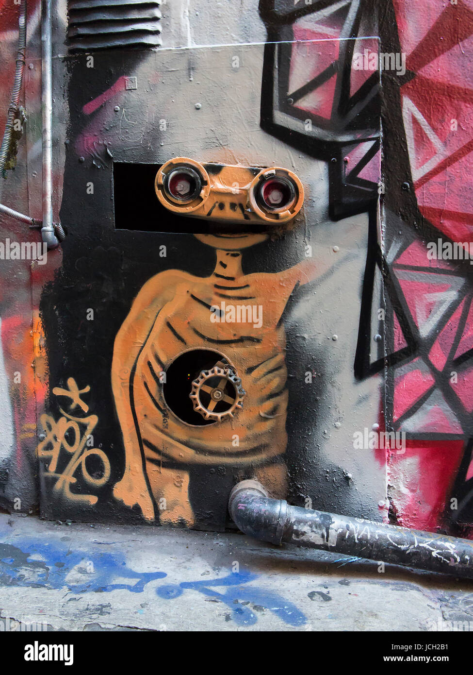 Street art by unidentified artist. Melbourne's graffiti management plan