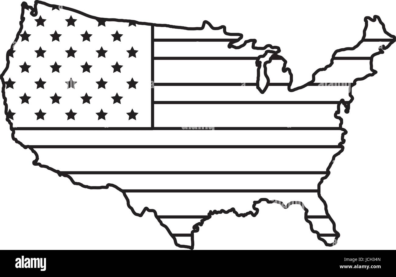 united states of asmerica map with flag Stock Vector