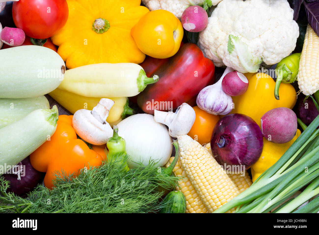 Background of fresh vegetables and greens closeup Stock Photo - Alamy
