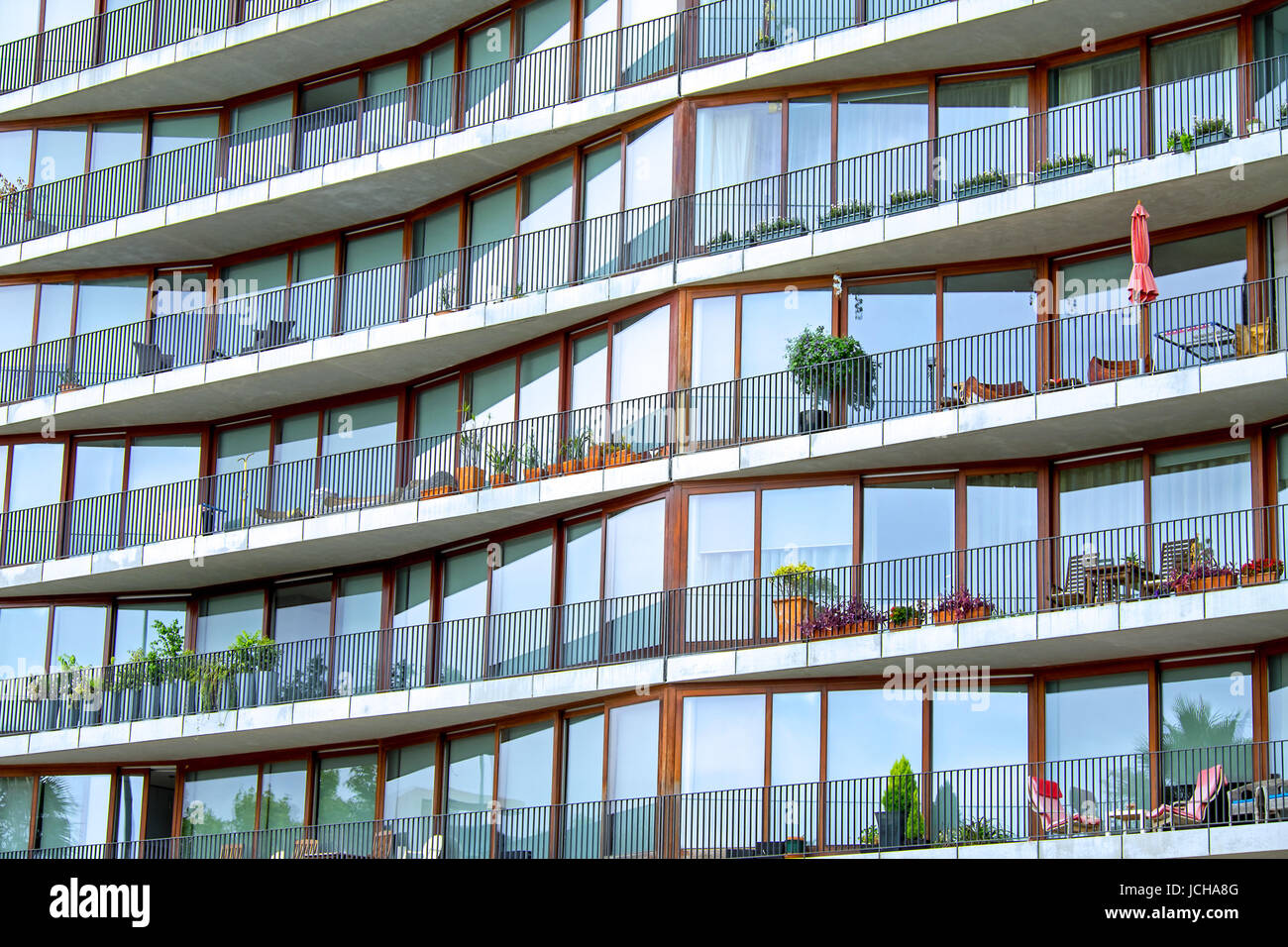 balconies of a modern apartment building Stock Photo - Alamy