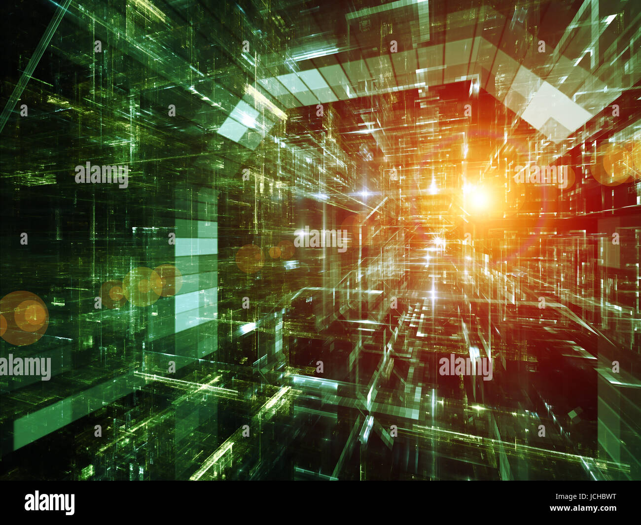 City Lights series. Arrangement of technological fractal textures on ...