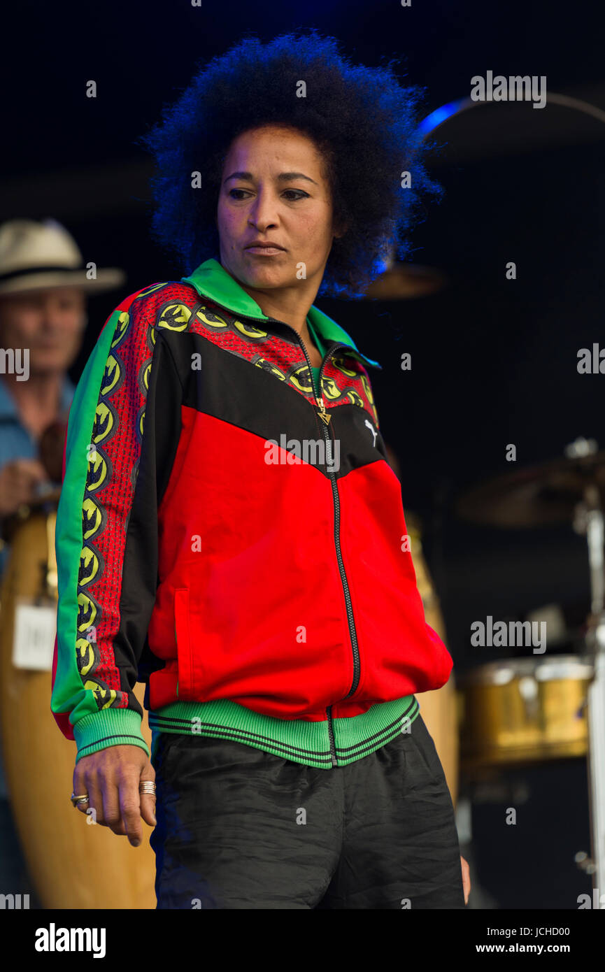 Dundrennan, Scotland, UK - July 24, 2015: Cath Coffey of the Stereo MCs  performing on the Summerisle stage at the 14th Wickerman Festival Stock  Photo - Alamy