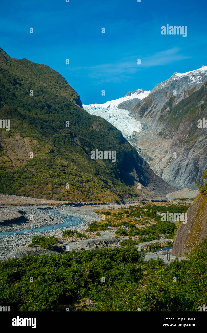 Beautiful view of Franz Josef Glacier in Westland National Park on the West Coast of South Island in New Zealand. Stock Photo