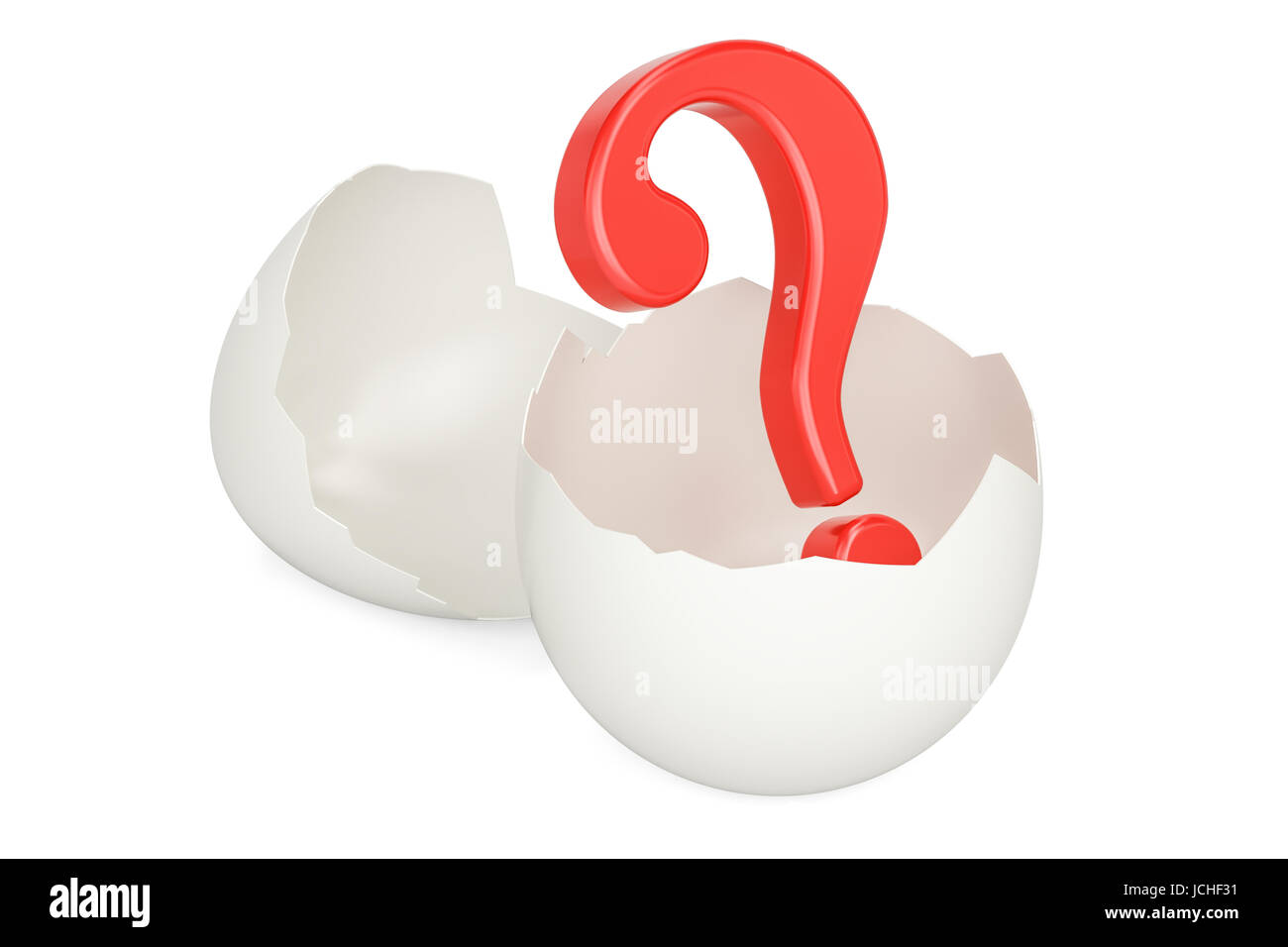 Question mark inside broken chicken egg, 3D rendering Stock Photo Alamy