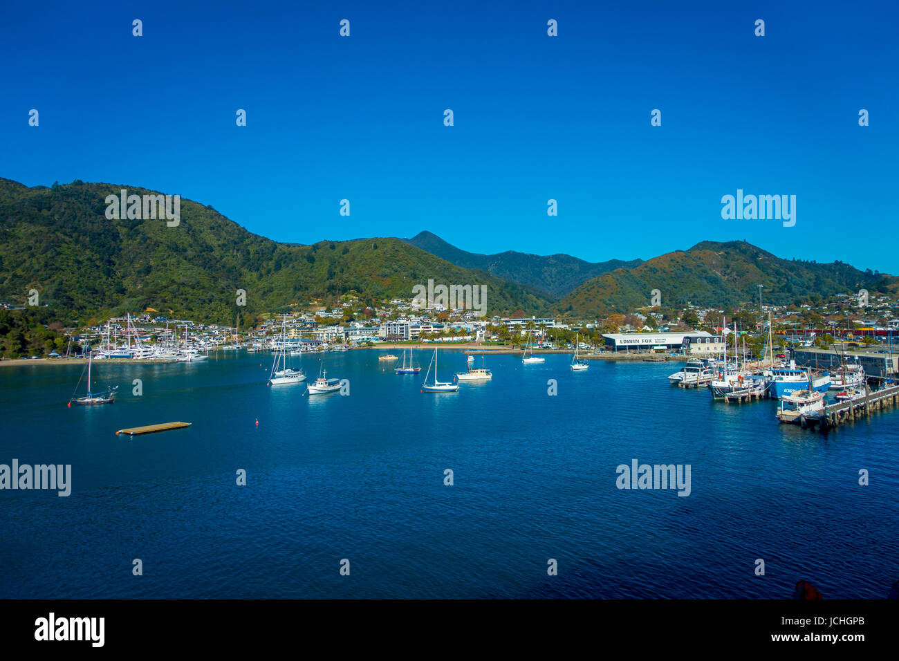 PICTON, NEW ZEALAND MAY 21, 2017 Bluebridge and Interislander ferry