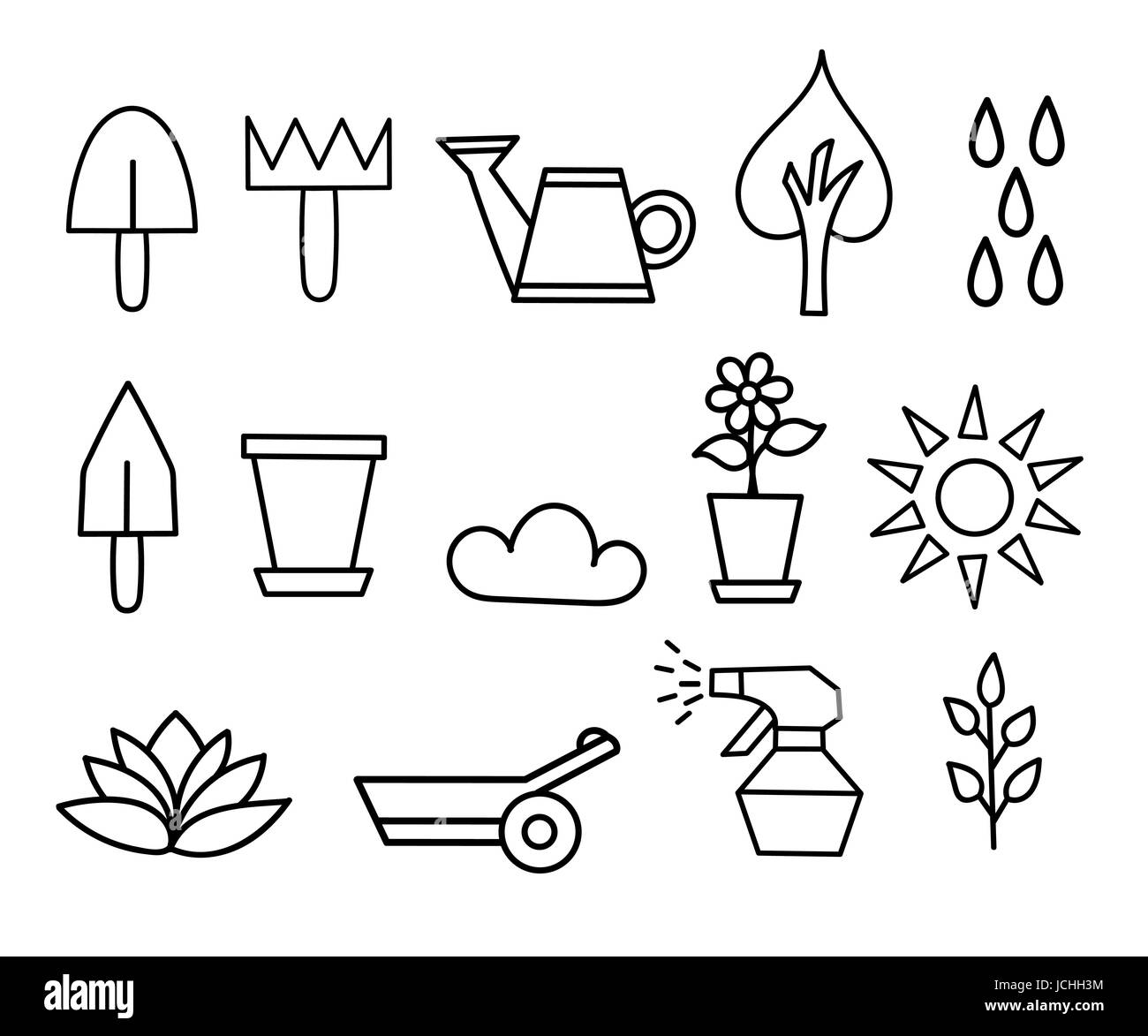 Outline icon collection - Flower and Gardening vector illustration Stock Vector