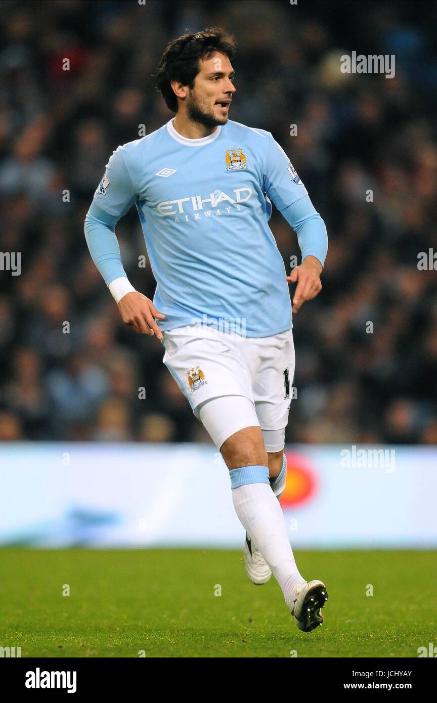 Roque Santa Cruz of Manchester City makes his debut for the club in place  of Shaun Wright-Phillips of Manchester City during the Barclays Premier  League match between the Manchester City v West