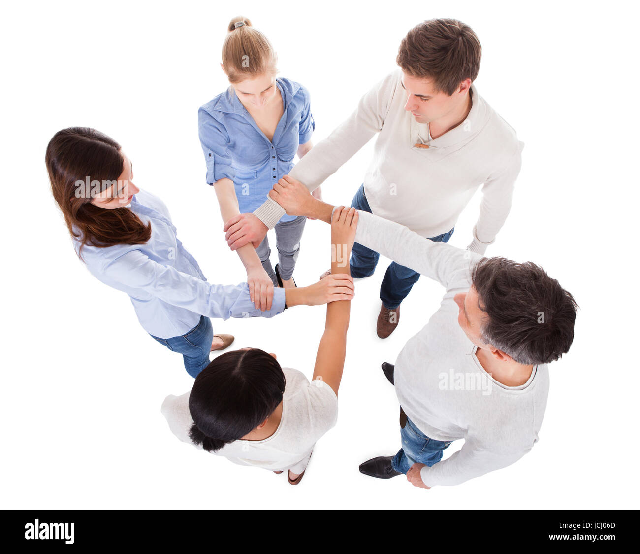 Group Of People Holding Hand Together Over White Background Stock Photo ...