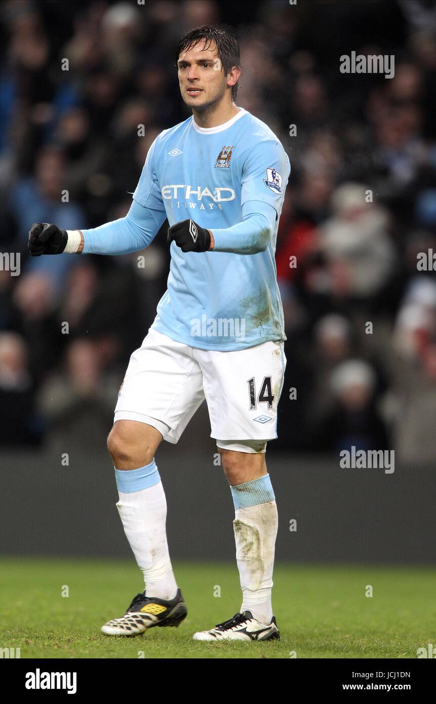 Roque Santa Cruz of Manchester City makes his debut for the club in place  of Shaun Wright-Phillips of Manchester City during the Barclays Premier  League match between the Manchester City v West