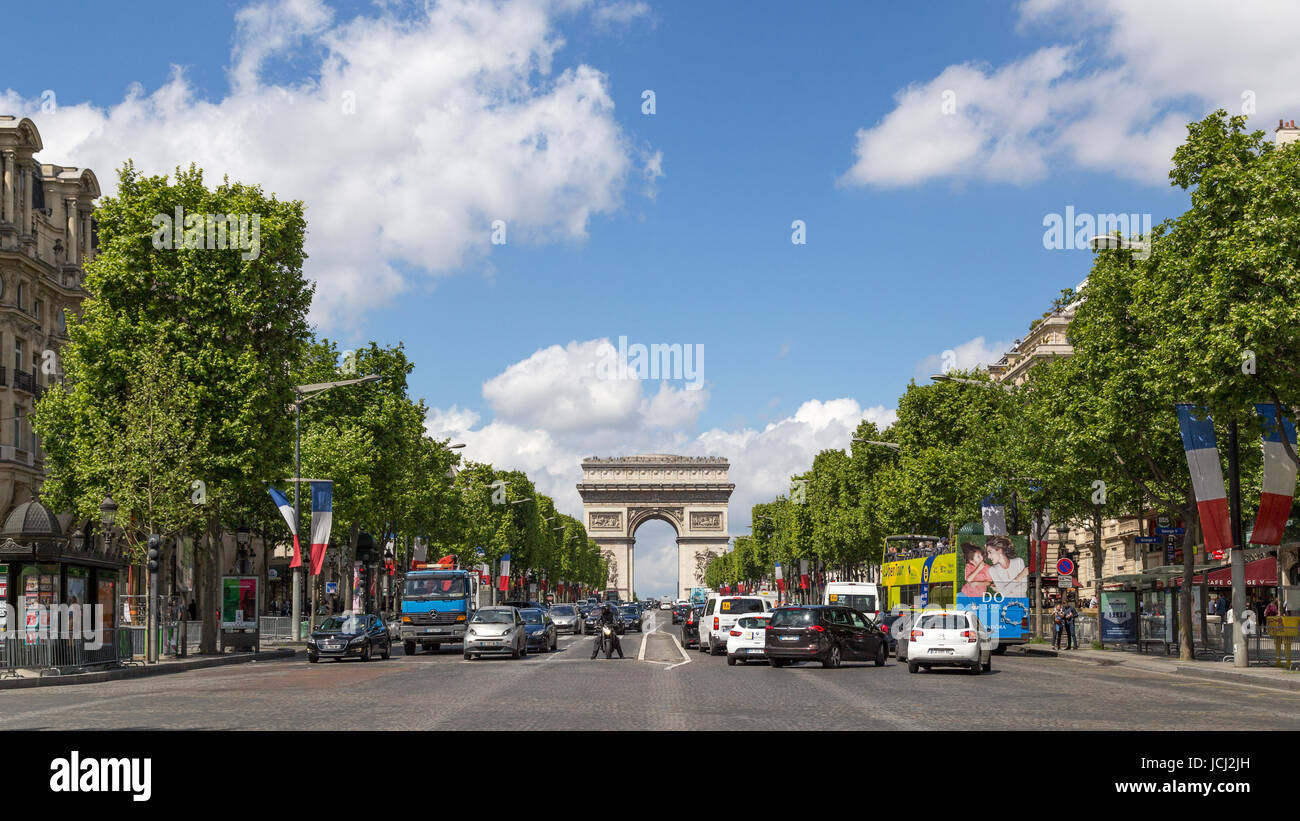 Avenue des Champs Elysees in Paris Stock Photo